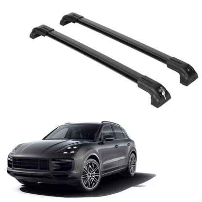 Heavy Duty 220 lbs Roof Rack Crossbars Fits Porsche Cayenne 2019-25 Metal Mounts Black