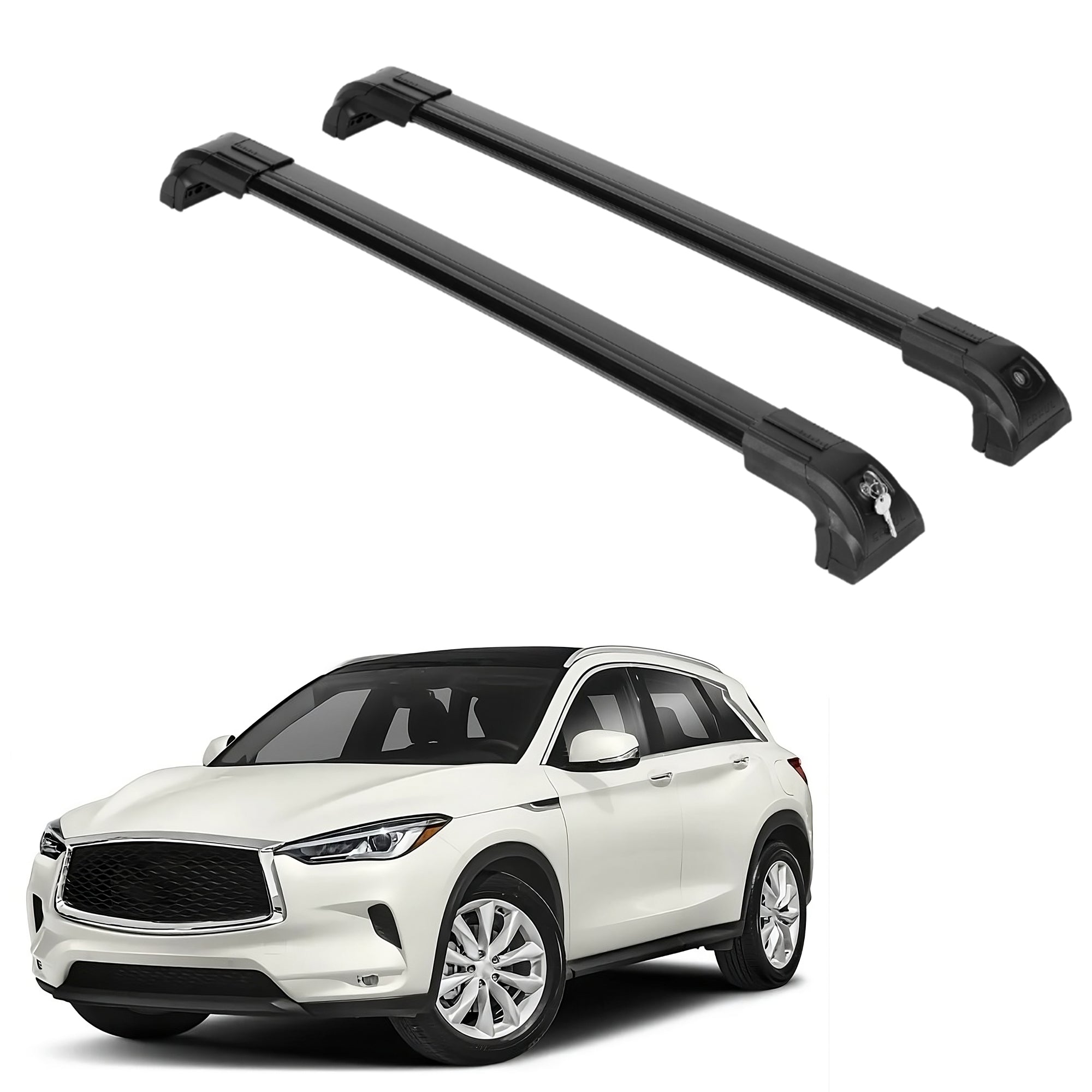 Heavy Duty 220 lbs Roof Rack Crossbar Fit Infiniti QX-50 2019-25 With Metal Mounts Black