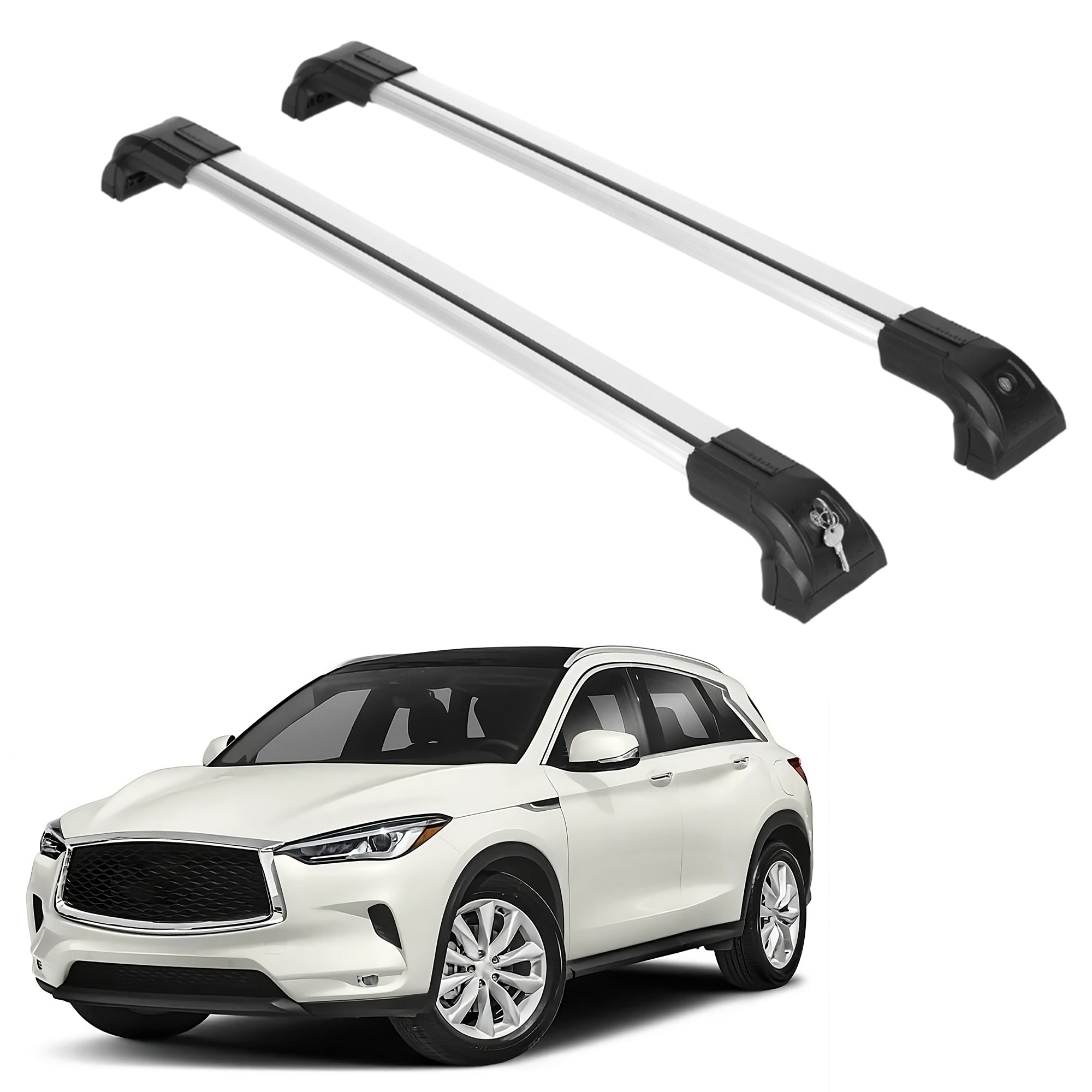 Heavy Duty 220 lbs Roof Rack Crossbar Fit Infiniti QX-50 2019-25 With Metal Mounts Silver