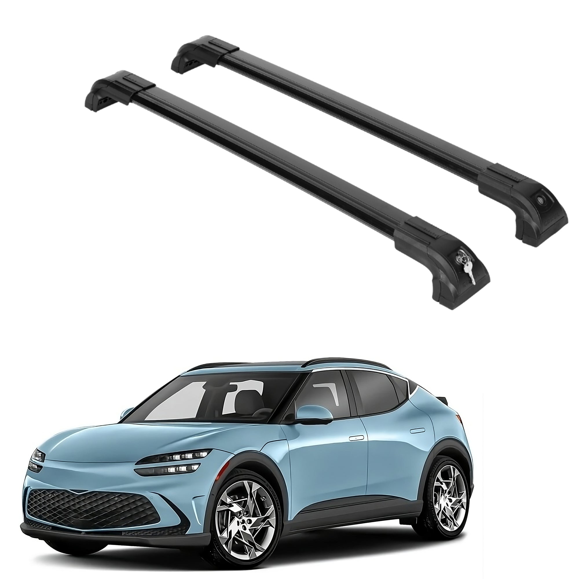 Heavy Duty 220 lbs Roof Rack Crossbars Fits Genesis GV60 2023-2025 With Metal Mounts Black