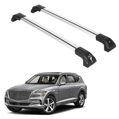 Heavy Duty 220 lbs Roof Rack Crossbars Fits Genesis GV80 2021-25 With Metal Mounts Silver