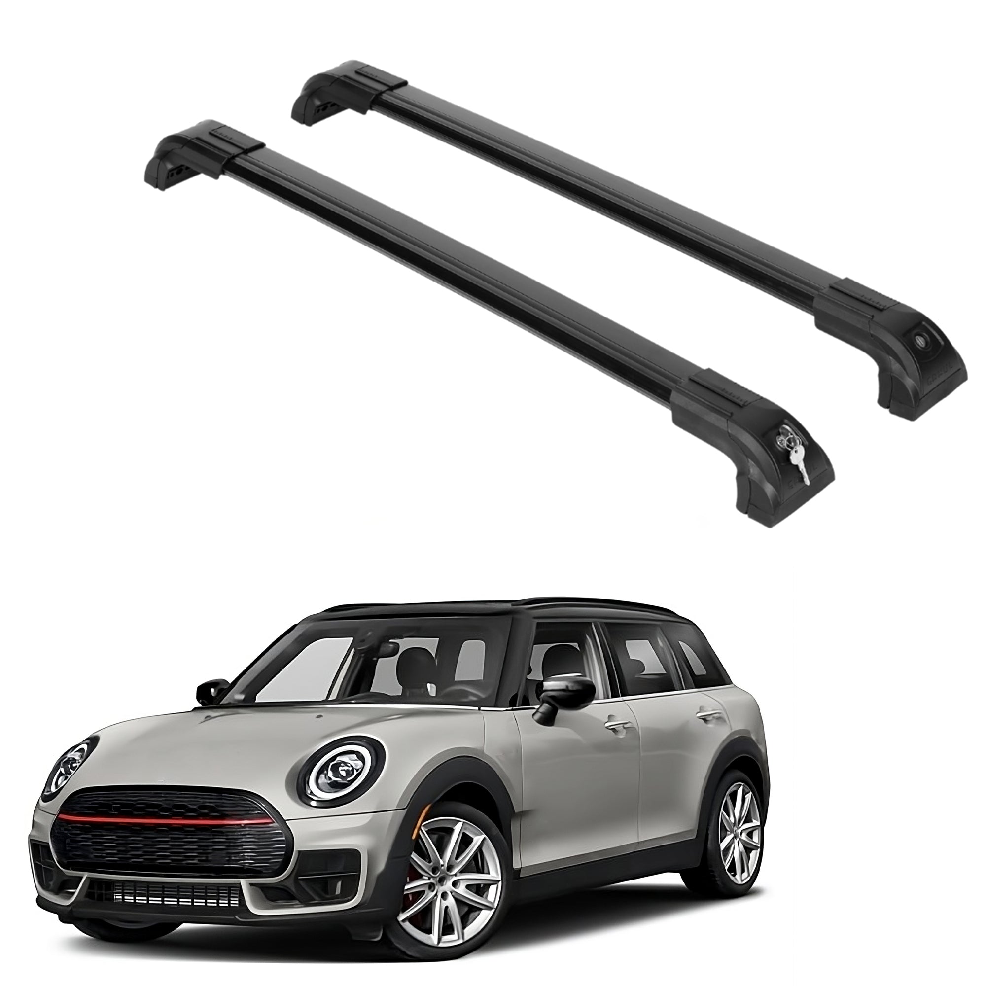 Heavy Duty 220 lbs Roof Rack Crossbars Fits Mini Clubman 2016-2024 With Metal Mounts Black