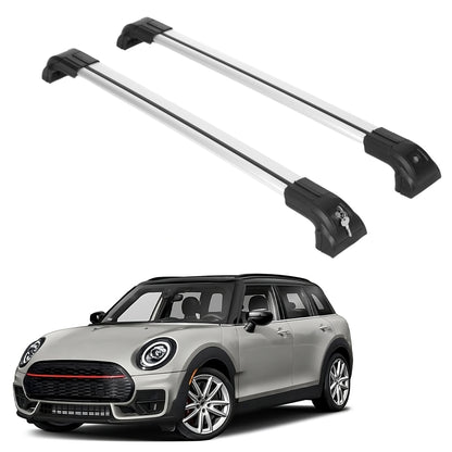 Heavy Duty 220 lbs Roof Rack Crossbars Fits Mini Clubman 2016-24 With Metal Mounts Silver