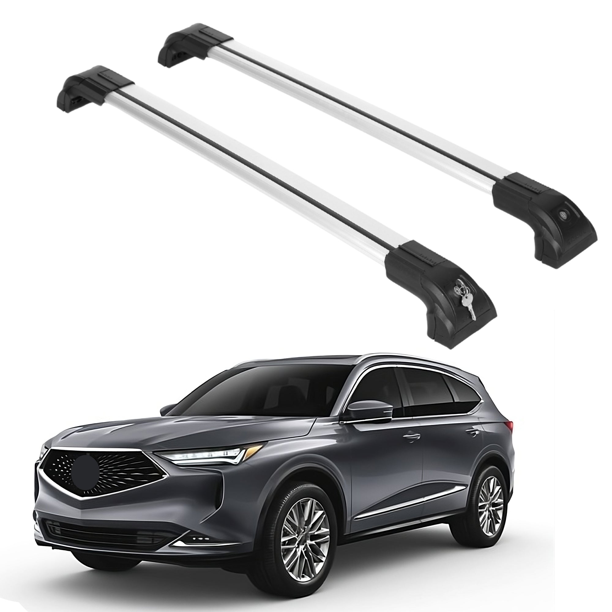 Heavy Duty 220 lbs Roof Rack Crossbars Fits Acura MDX 2022-2024 With Metal Mounts Silver