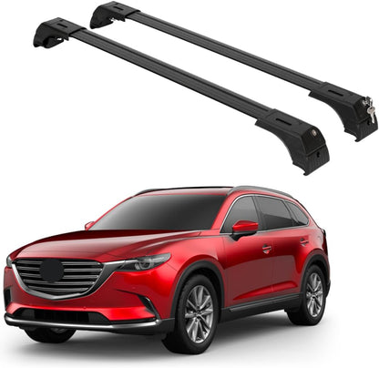 Erkul Strong Roof Rack Crossbars Fits Mazda CX-9 2016-2024 Metal Mounts Black
