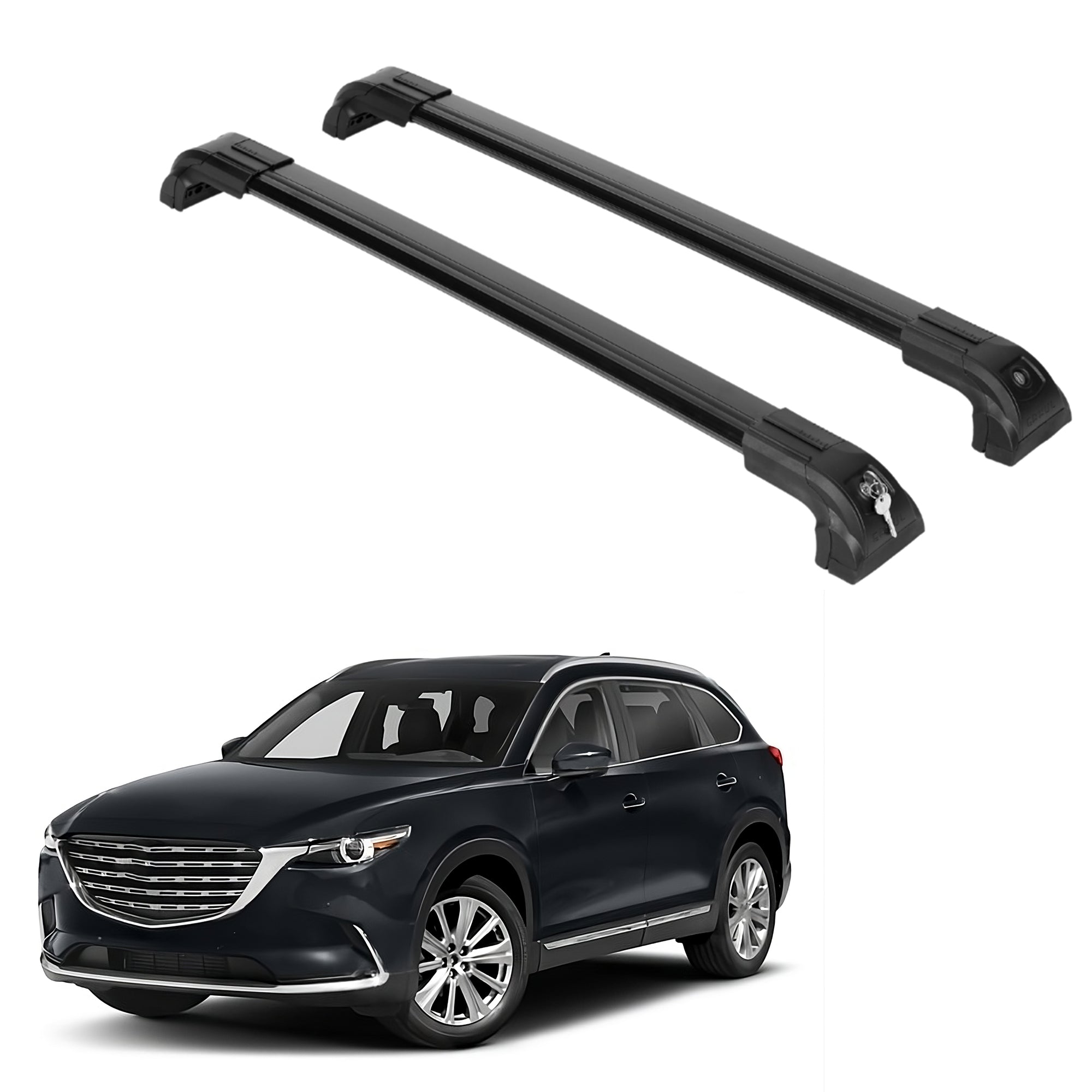 ERKUL Roof Rack Cross Bars for Mazda CX9 CX-9 2016-2024 Luggage Kayak Canoe Bike | Black