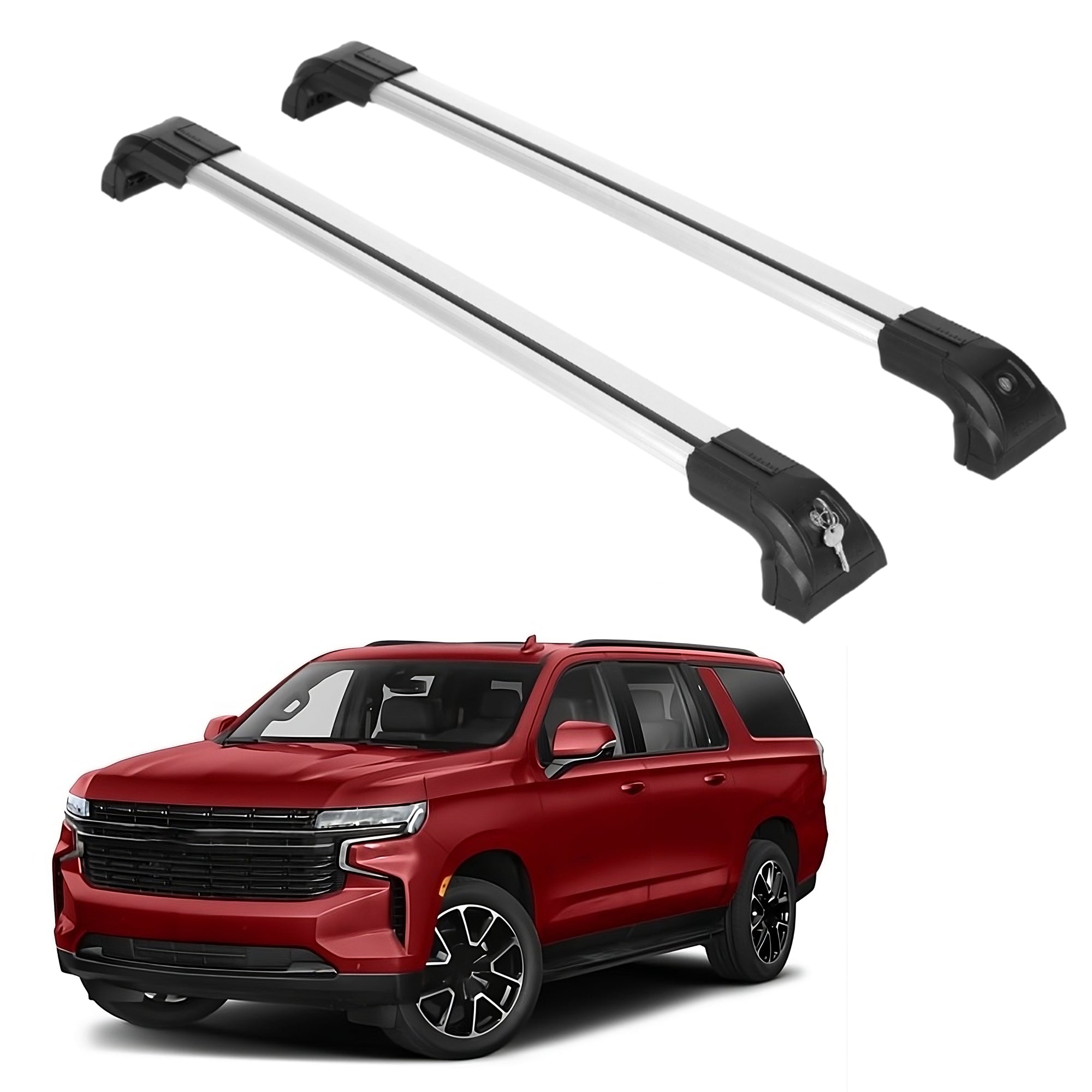 Heavy Duty Roof Rack Crossbars Fit Chevrolet Suburban 2021-2025 Silver