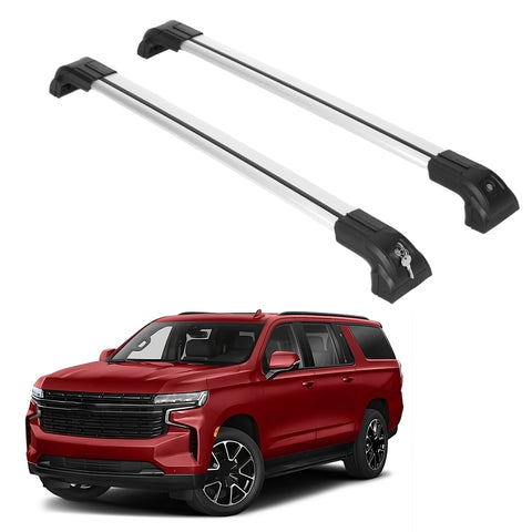 ERKUL Roof Rack Cross Bars Compatible with Chevrolet Chevy Suburban 2021-2024 | Anti-Theft Lock Aluminum Crossbars for Rooftop Cargo Carrier Luggage Kayak Canoe Bike | Silver