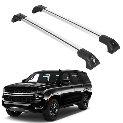 Heavy Duty 220 lbs Roof Rack Crossbar Fit Chevrolet Tahoe 2021-25 With Metal Mounts Silver
