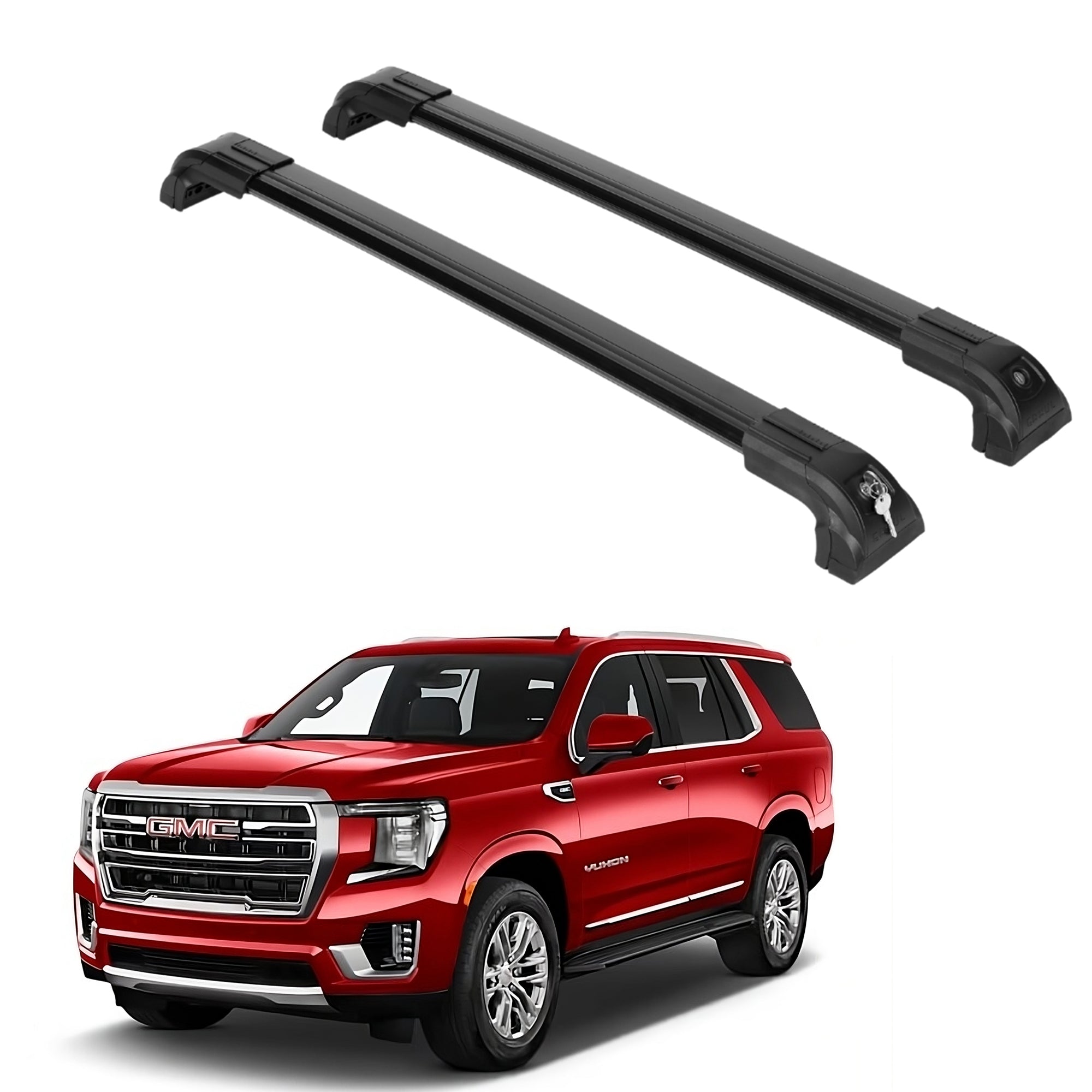Heavy Duty 220 lbs Roof Rack Crossbars Fits GMC Yukon 2021-2025 With Metal Mounts Black