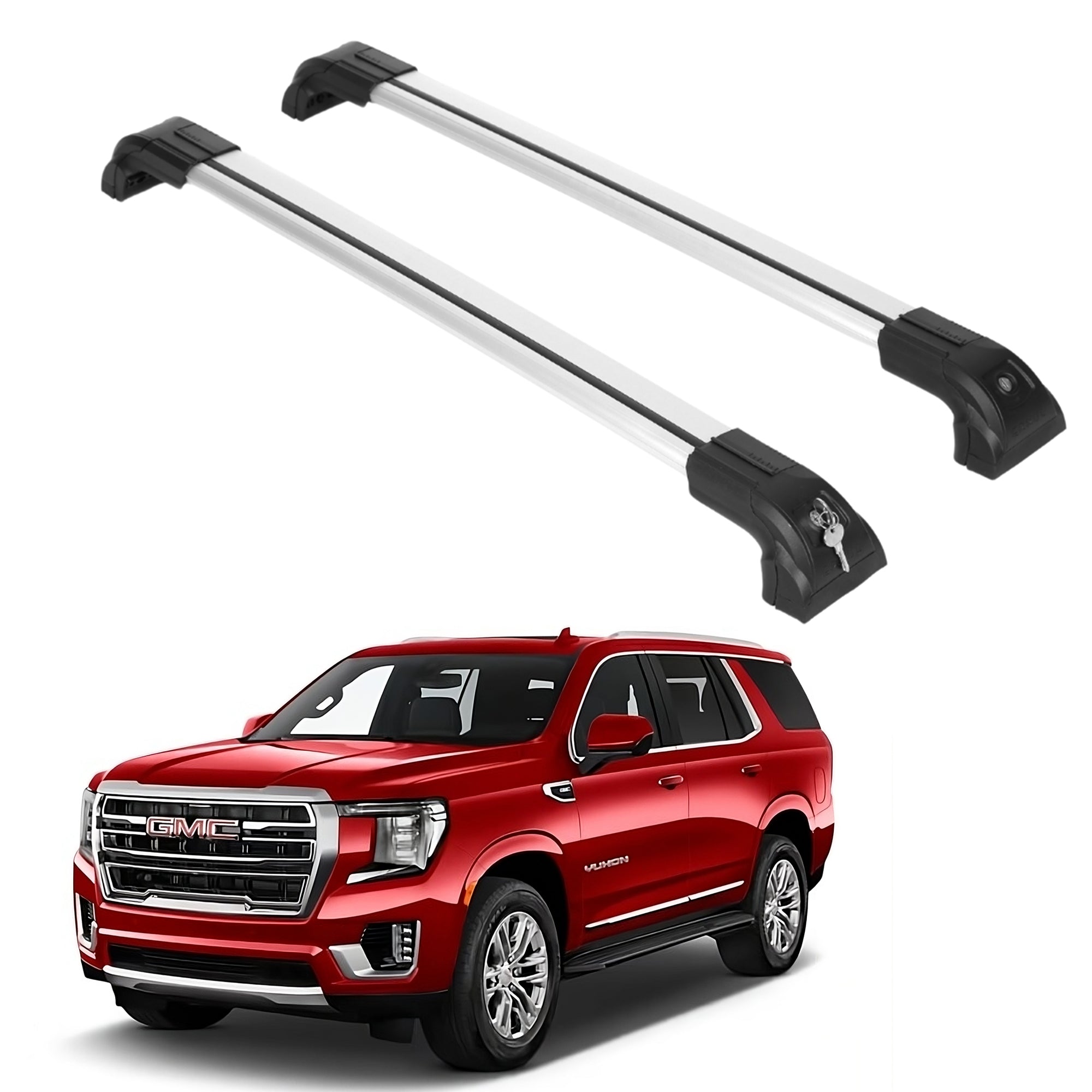 Heavy Duty Roof Rack Crossbars Fits GMC Yukon 2021-2025 for Flush Rails Silver