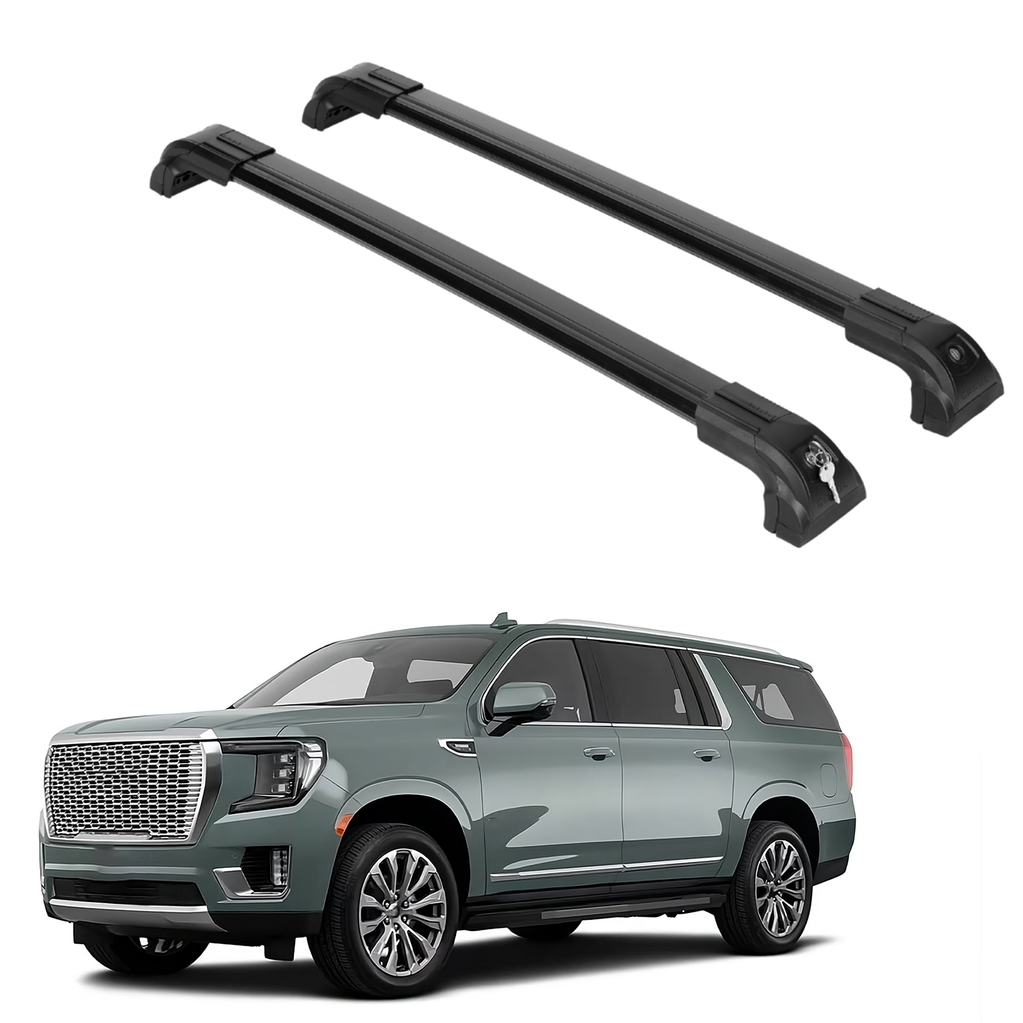 Erkul Strong Roof Rack Crossbars Fits GMC Yukon XL 2021-2025 Metal Mounts Black