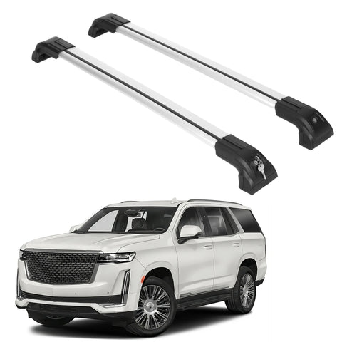 ERKUL Heavy Duty 220lbs Roof Rack Cross Bars for Cadillac Escalade Escalade ESV 2021-2024 | Solid Metal Mounts | Anti-Theft Lock Aluminum Crossbars for Rooftop Cargo Carrier Luggage Kayak | Silver