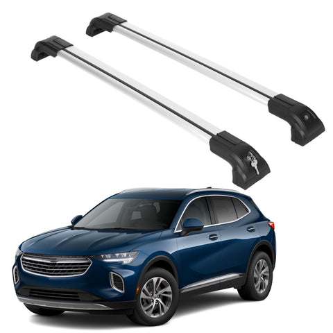 ERKUL Heavy Duty 220lbs Roof Rack Cross Bars for Buick Envision 2021-2024 | Solid Metal Mounts | Anti-Theft Lock Aluminum Crossbars for Rooftop Cargo Carrier Luggage Kayak | Silver