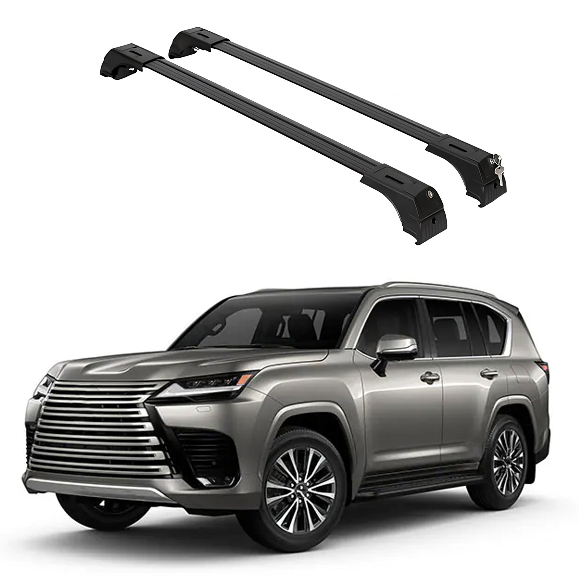 Erkul Roof Rack Cross Bars Fits Lexus LX 600 2022-2025 Fits Flush Rails Black