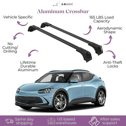 ERKUL Roof Rack Cross Bars Fits Genesis GV60 2023-2025 Fits Flush Rails Black