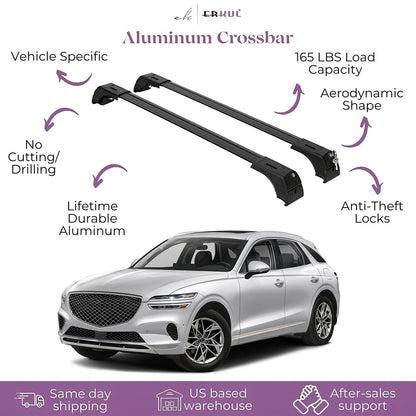 ERKUL Roof Rack Cross Bars Fits Genesis GV70 2022-2025 Fits Flush Rails Black