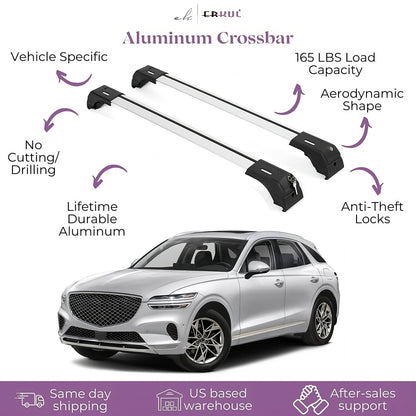 ERKUL Roof Rack Cross Bars Fits Genesis GV70 2022-2025 Fits Flush Rails Silver