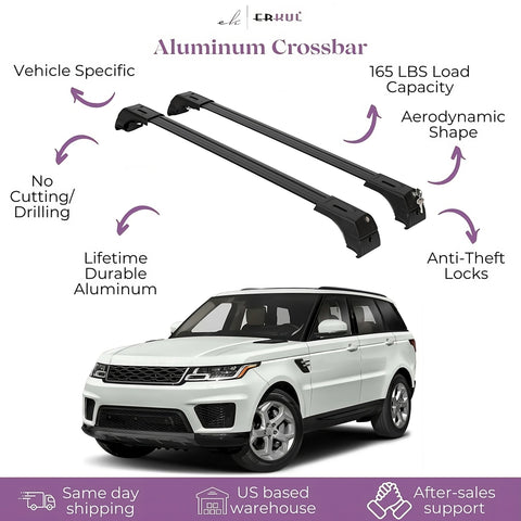 ERKUL Roof Rack Cross Bars for Range Rover Sport 2014-2022 | Anti-Theft Lock Aluminum Crossbars for Rooftop Cargo Carrier Luggage Kayak Canoe Bike | Black