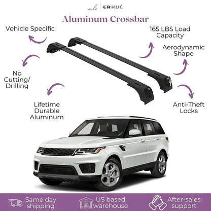 ERKUL Roof Rack Cross Bars Fits Range Rover Sport 14-22 Fits Flush Rails Black