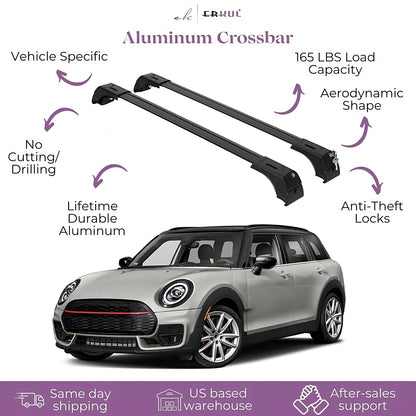ERKUL Roof Rack Cross Bars Fits Mini Clubman 2016-2024 Fits Flush Rails Black