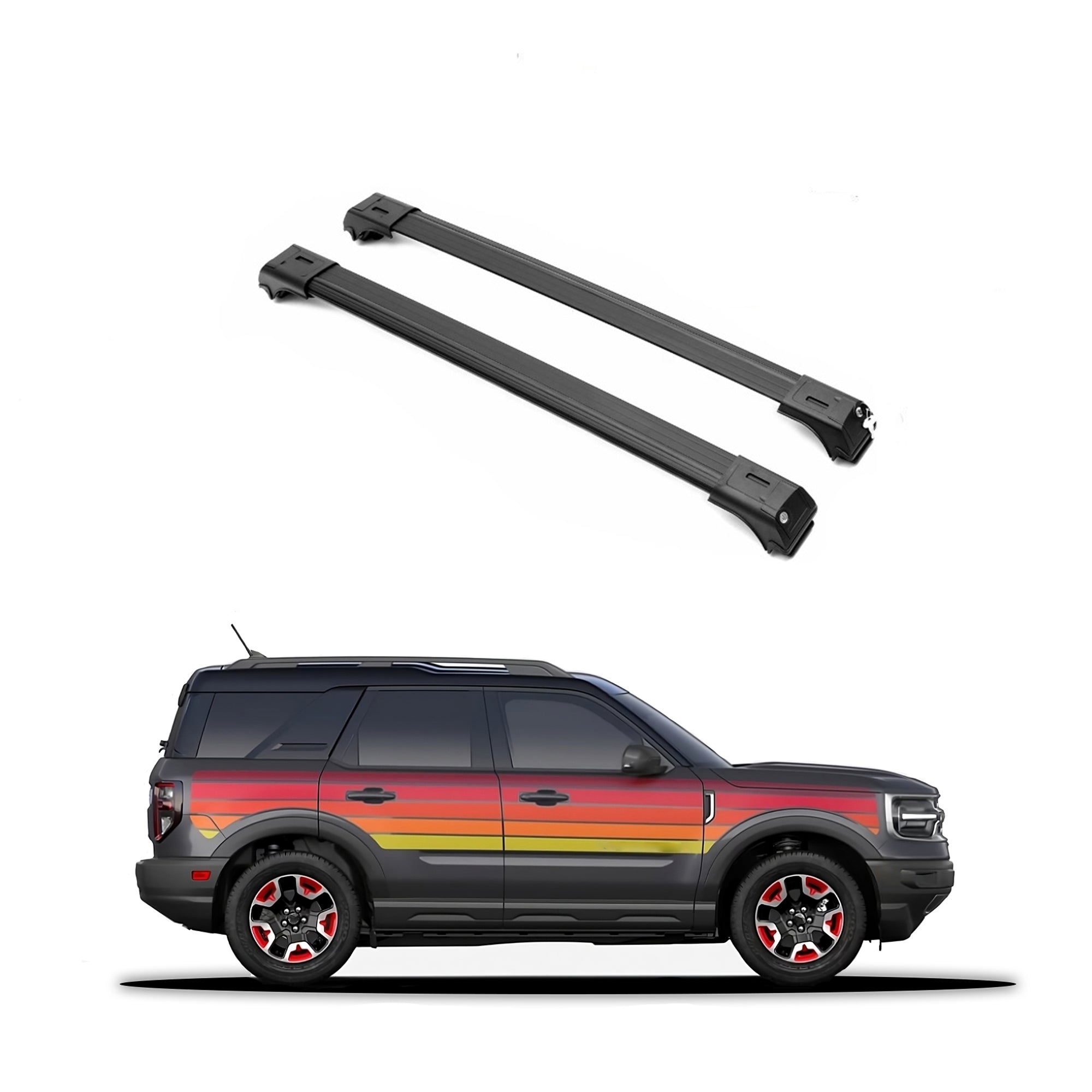 ERKUL Roof Rack Crossbars Fits Ford Bronco Sport 2021-25 Fits Raised Rails Black