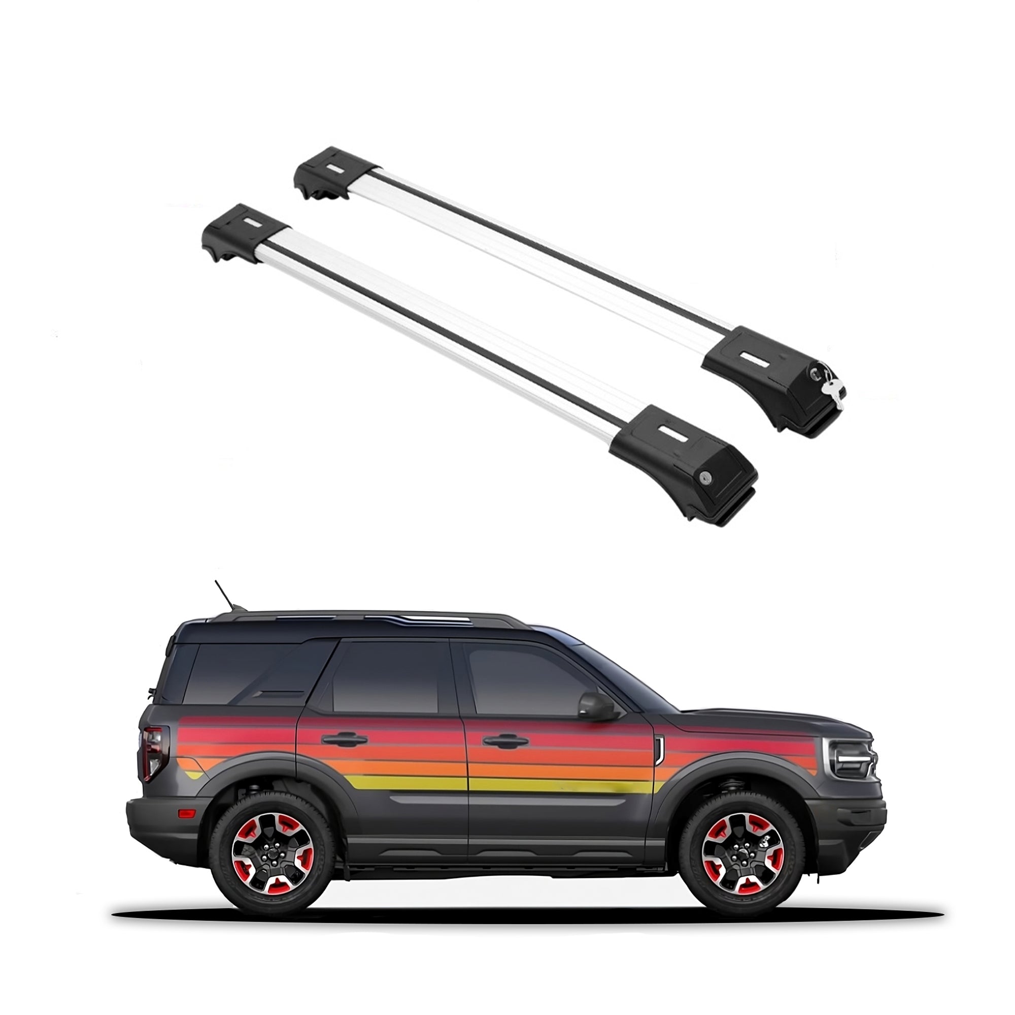 ERKUL Roof Rack Cross Bars Fits Ford Bronco Sport 21-25 Fits Raised Rails Silver