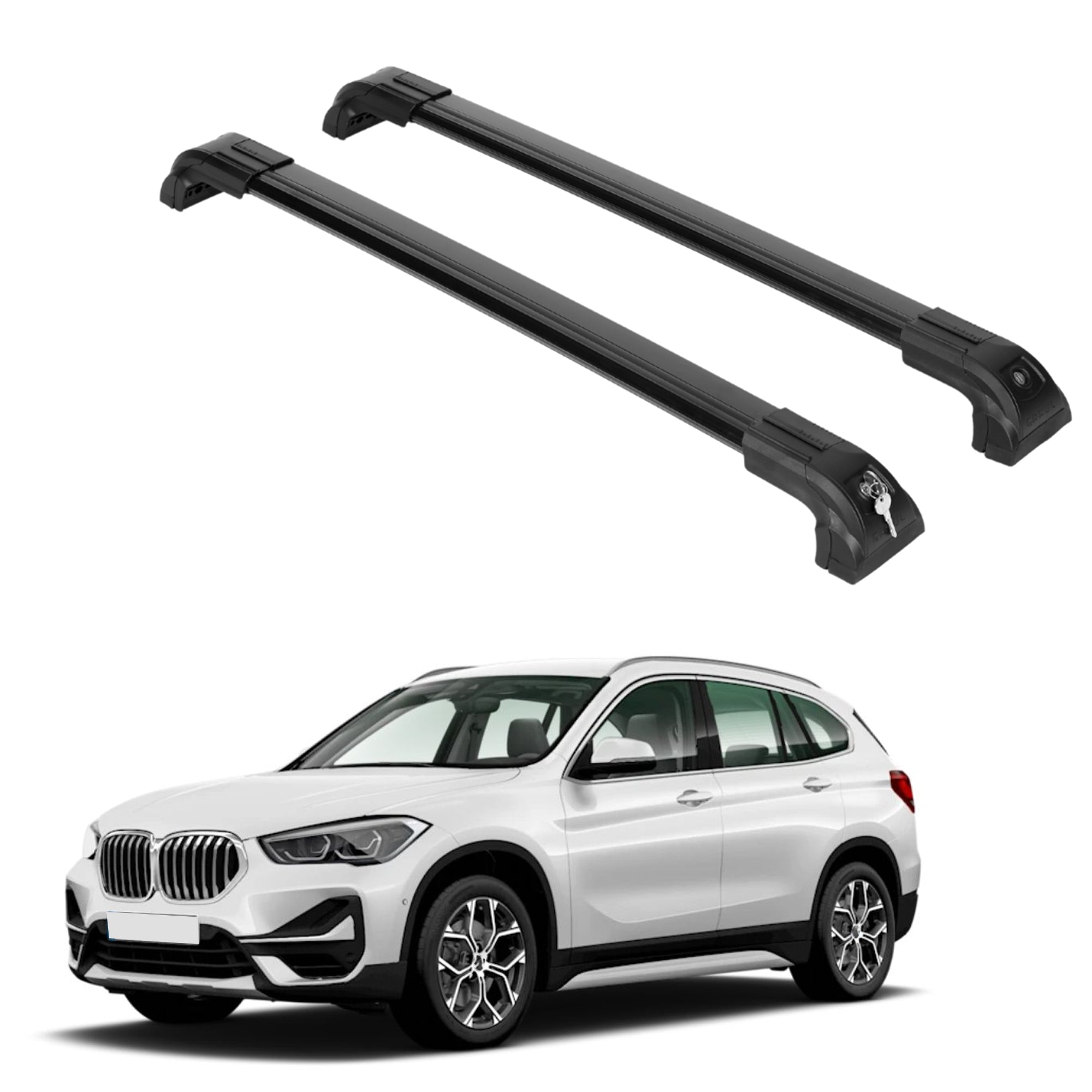 Heavy Duty 220 lbs Roof Rack Crossbars Fits BMW X1 2023-2025 With Metal Mounts Black