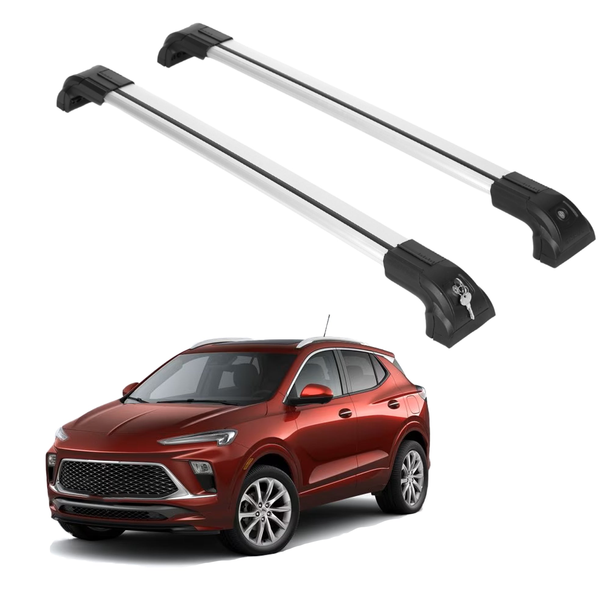 Heavy Duty 220 lbs Roofrack Crossbar Fit Buick Encore GX 2020-2024 Metal Mounts Silver