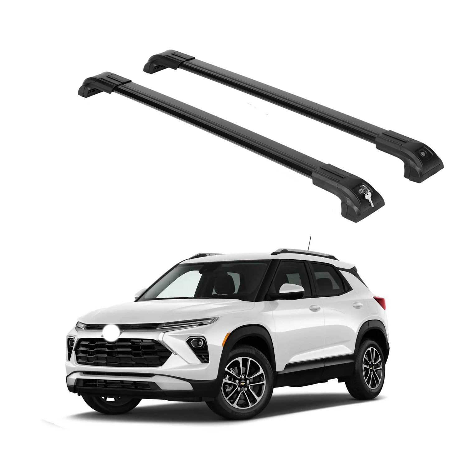Heavy Duty 220 lbs Roofrack Crossbar Fit Chevy Trail Blazer 21-25 With Metal Mounts Black