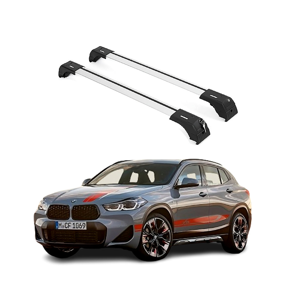 Erkul Roof Rack Cross Bars for BMW X2 2018-2023 Luggage Kayak Canoe Bike | Silver