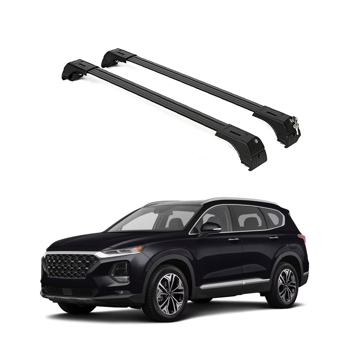 Erkul Roof Rack Cross Bars for Hyundai Santa Fe 2019-2023 Luggage Kayak Canoe Bike | Black