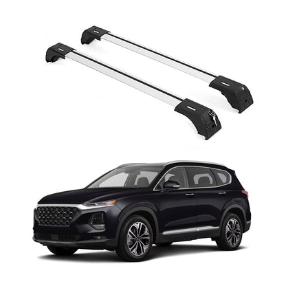 Erkul Roof Rack Cross Bars for Hyundai Santa Fe 2019-2023 Luggage Kayak Canoe Bike | Silver