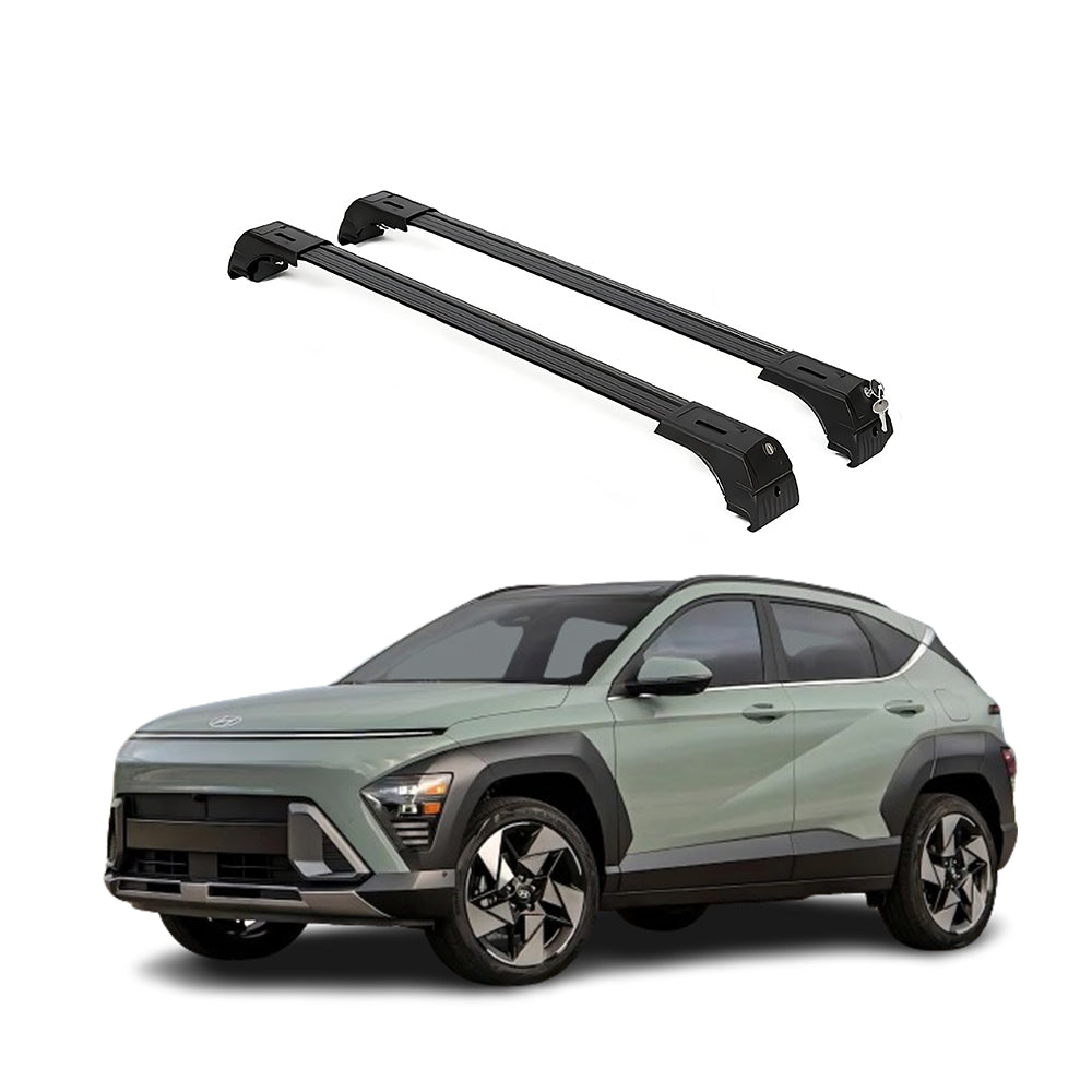 ERKUL Roofrack Crossbar Fit Hyundai Kona/Electric 2024-25 Fits Flush Rails Black