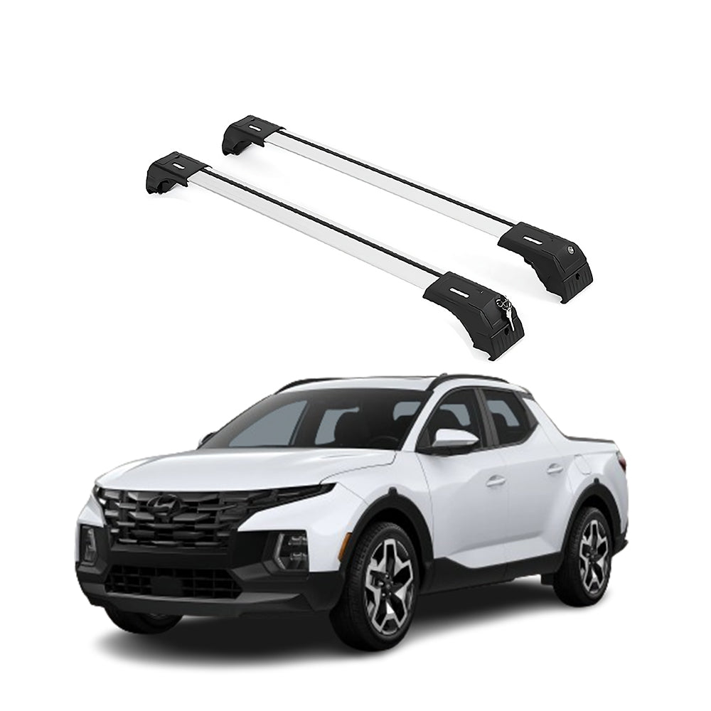 ERKUL Roof Rack Crossbars Fits Hyundai Santa Cruz 22-25 Fits Flush Rails Silver