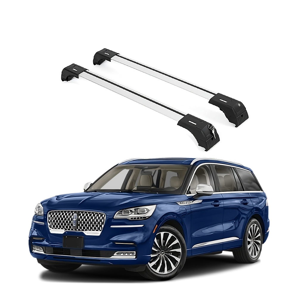 ERKUL Roof Rack Crossbars Fit Lincoln Aviator 2020-2025 Fits Flush Rails Silver