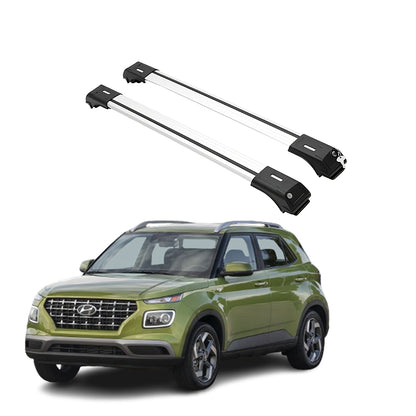 2 Piece Lockable Roof Rack Cross Bars -Fits Hyundai Venue 2020-2026 -Silver