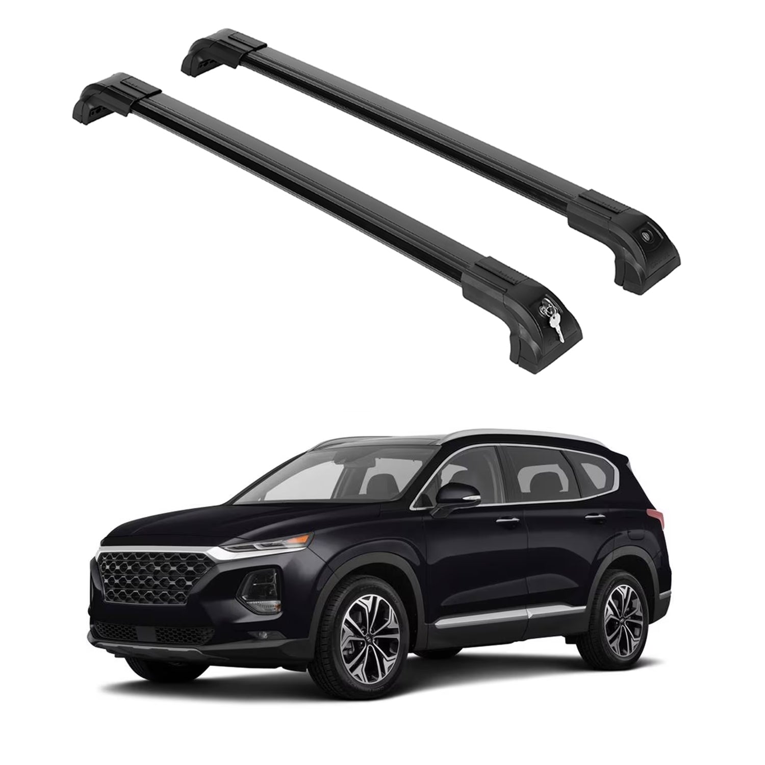 Heavy Duty 220 lbs Roof Rack Cross Bars Fits Hyundai Santa Fe 2018-23 Black