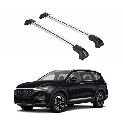 ERKUL Roof Rack Cross Bars Fits Hyundai Santa Fe 2019-2023 Metal Mounts Silver
