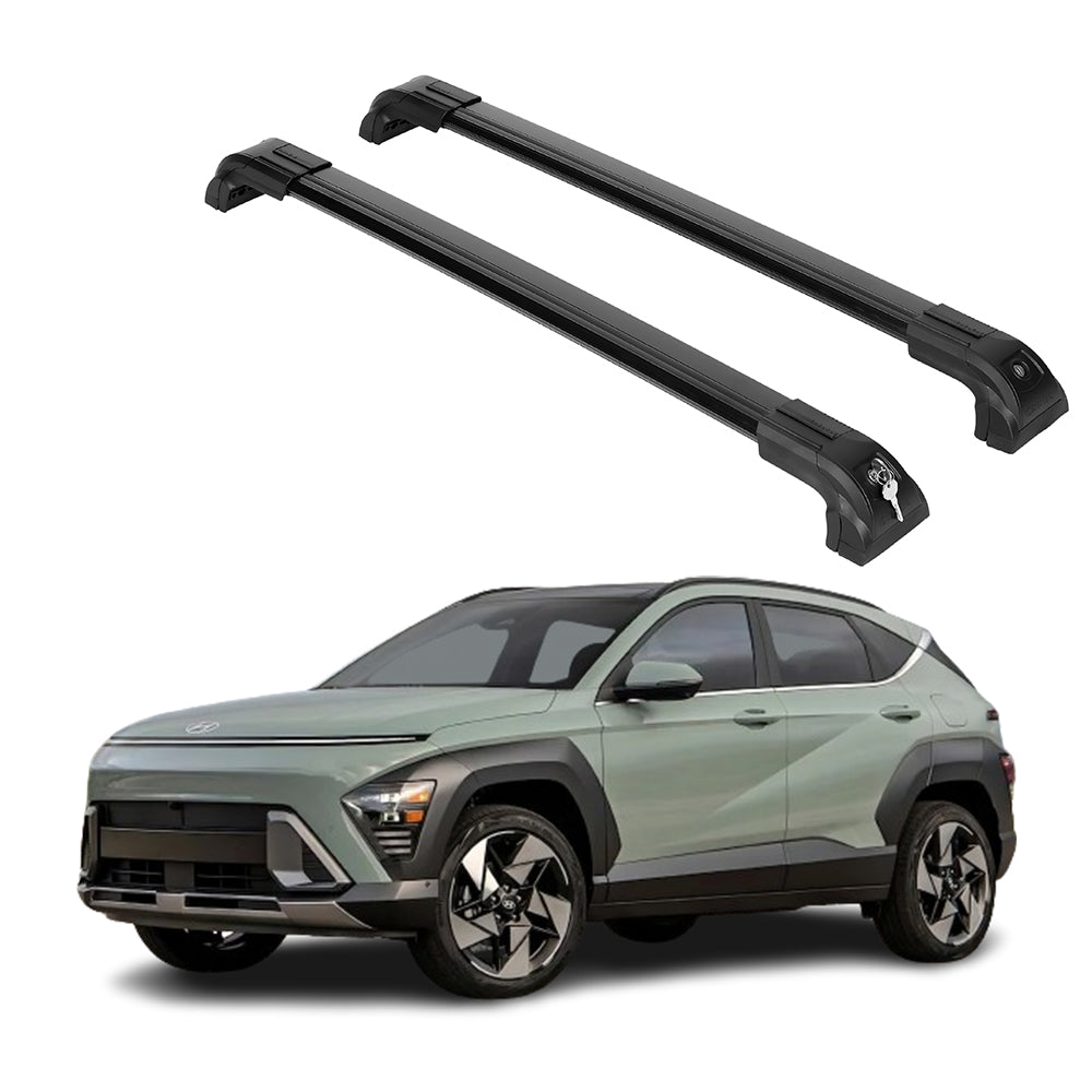 Heavy Duty Roof Rack Cross Bars Fits Hyundai Kona & Electric 2024-2025 Black