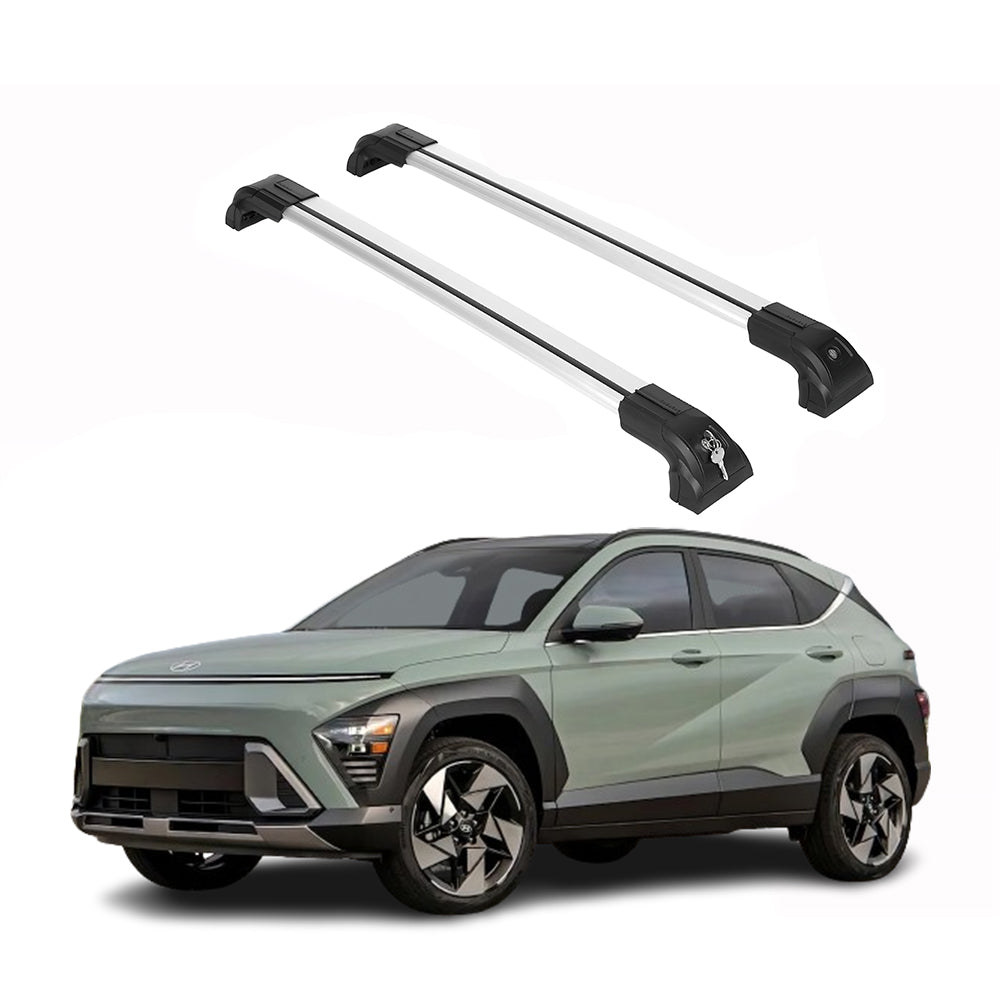 Heavy Duty 220 lbs Roof Rack Cross Bars Fits Hyundai Kona & Electric 2024-2025 Silver