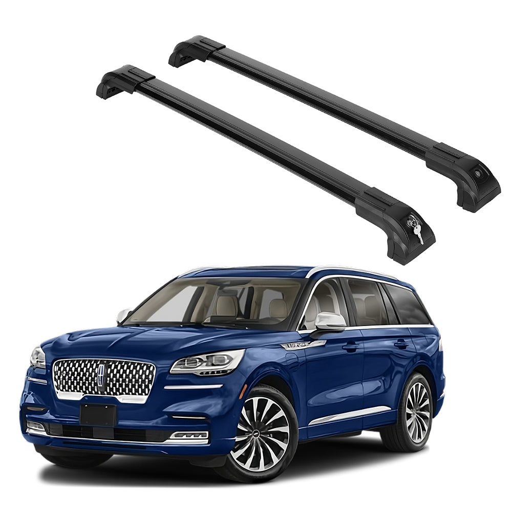 Heavy Duty 220 lbs Roof Rack Cross Bars Fits Lincoln Aviator 2020-25 Black