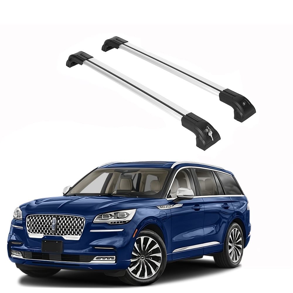 Heavy Duty 220 lbs Roof Rack Cross Bars Fits Lincoln Aviator 2020-25 Silver