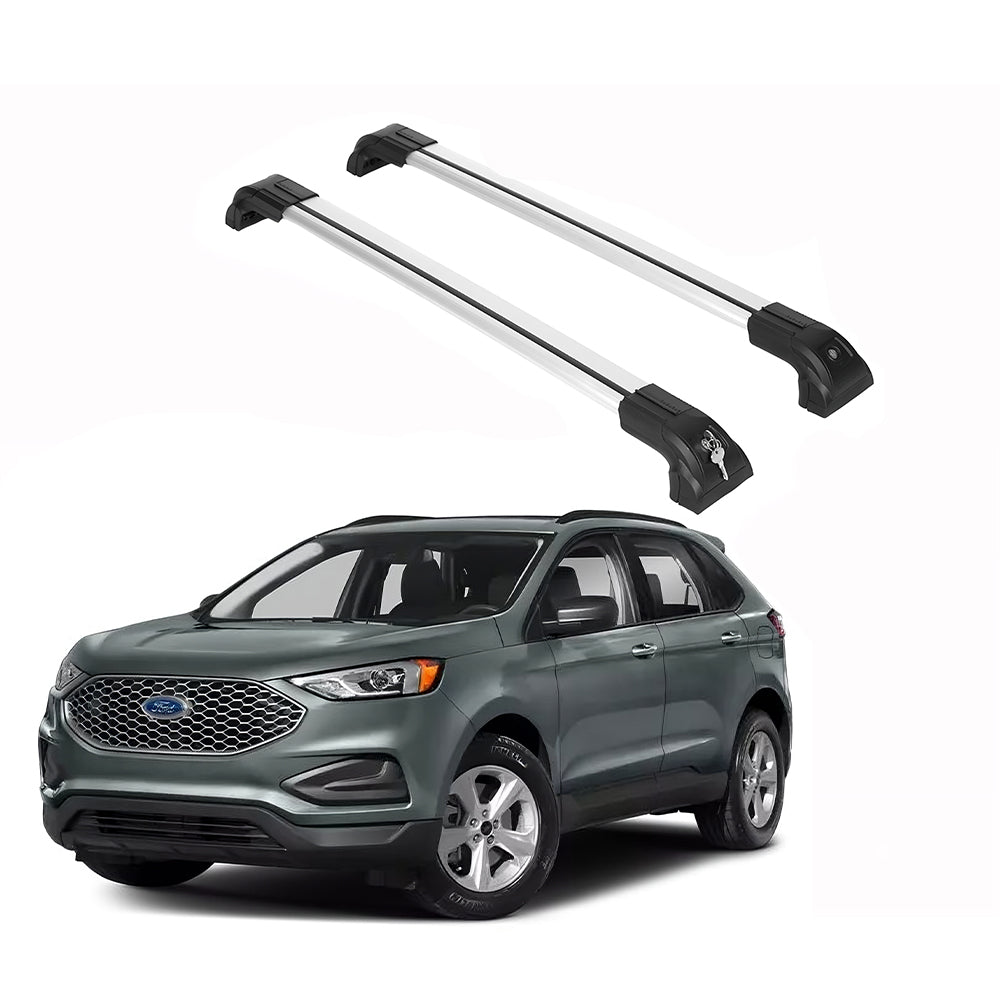 ERKUL Roof Rack Cross Bars Fits Ford Edge 2015-2024 Metal Mounts Silver