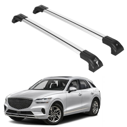 Heavy Duty 220 lbs Roof Rack Crossbars Fits Genesis GV70 2022-2025 Metal Mounts Silver