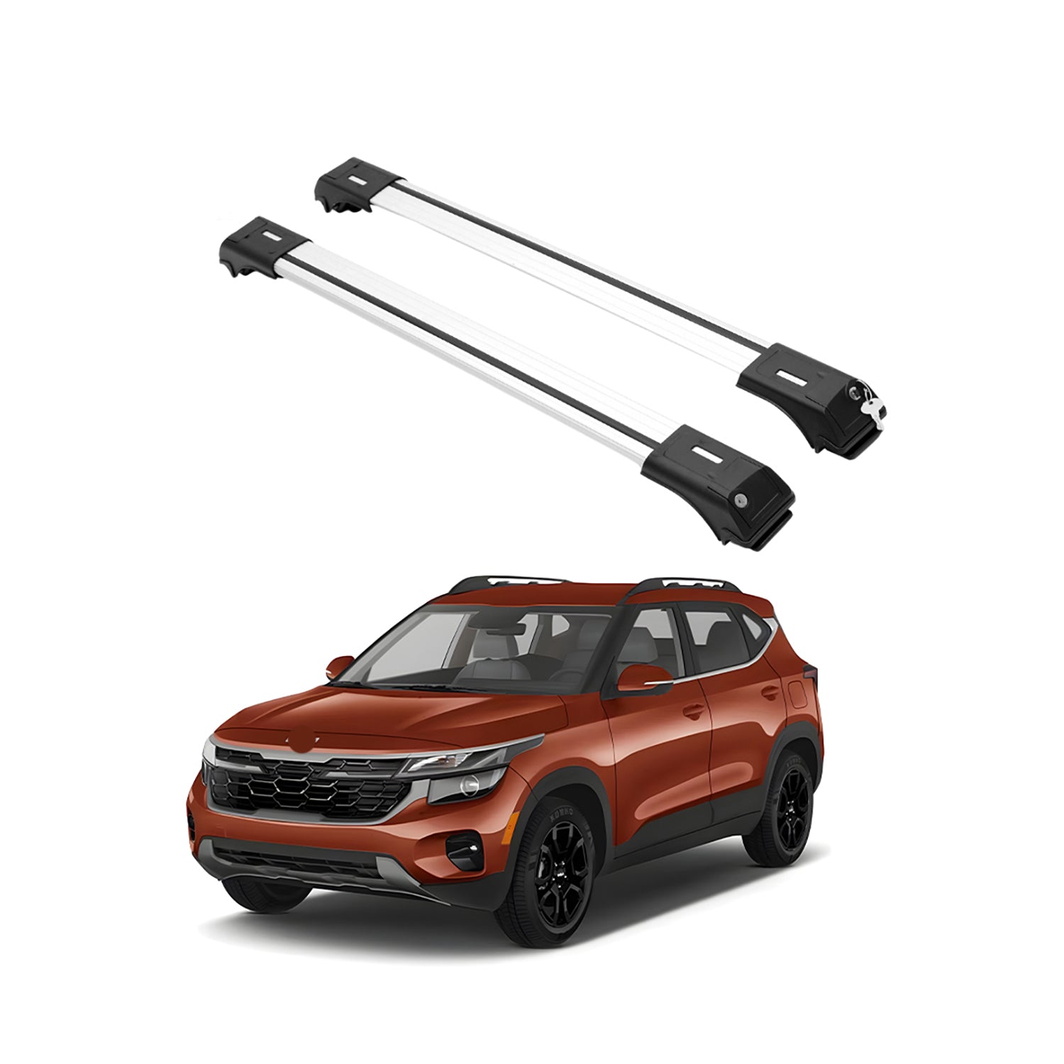 ERKUL Roof Rack Cross Bars Fits Kia Seltos 2021-2025 Aluminum Lockable Silver