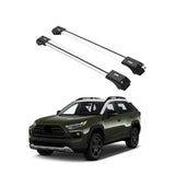 ERKUL Roof Rack Cross Bars for Totoya RAV4 2019-2024 Adventure / TRD Offroad / Hybrid Woodland | Aluminum Crossbars with Anti-Theft Lock for Rooftop | Compatible with Raised Rails - Silver