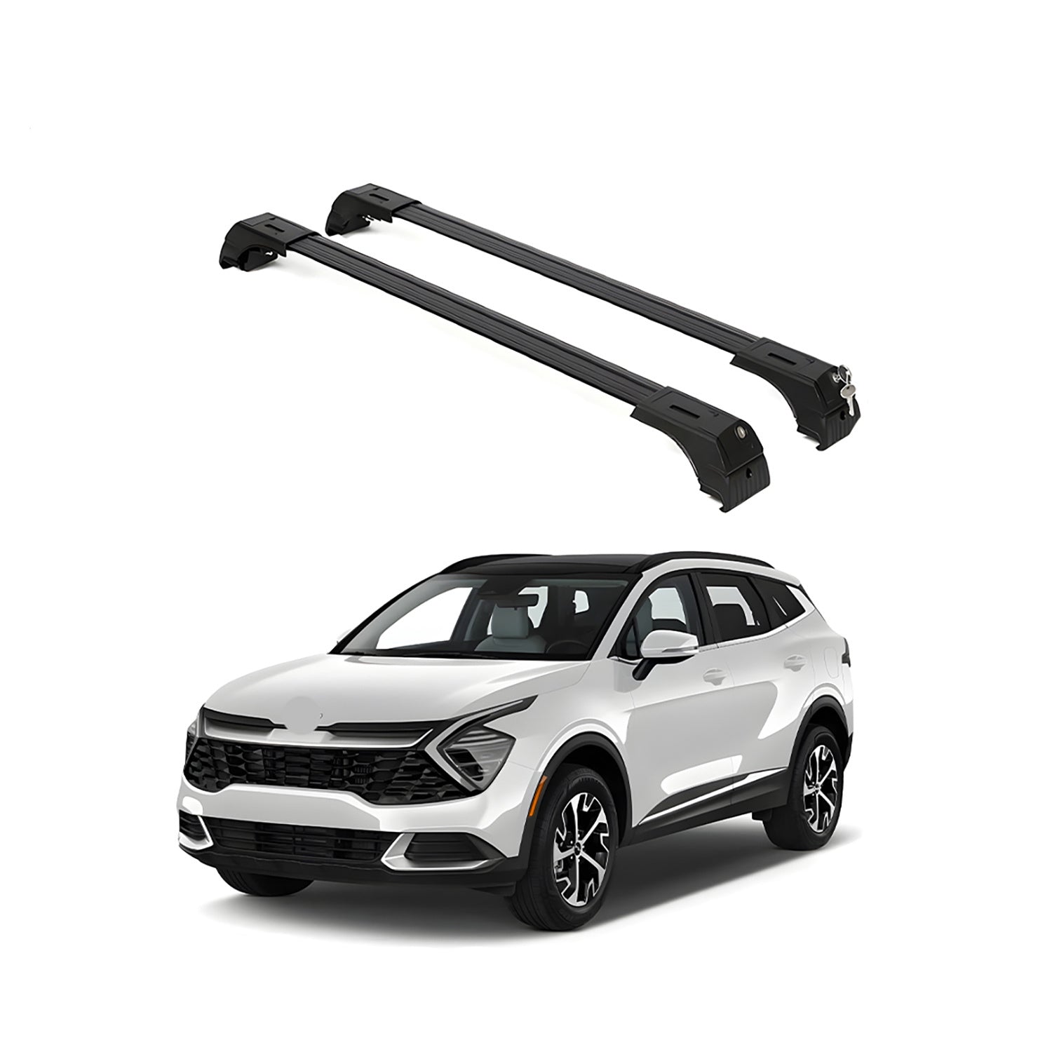 ERKUL Roof Rack Cross Bars Fits Kia Sportage 2023-2025 Aluminum Lockable Black