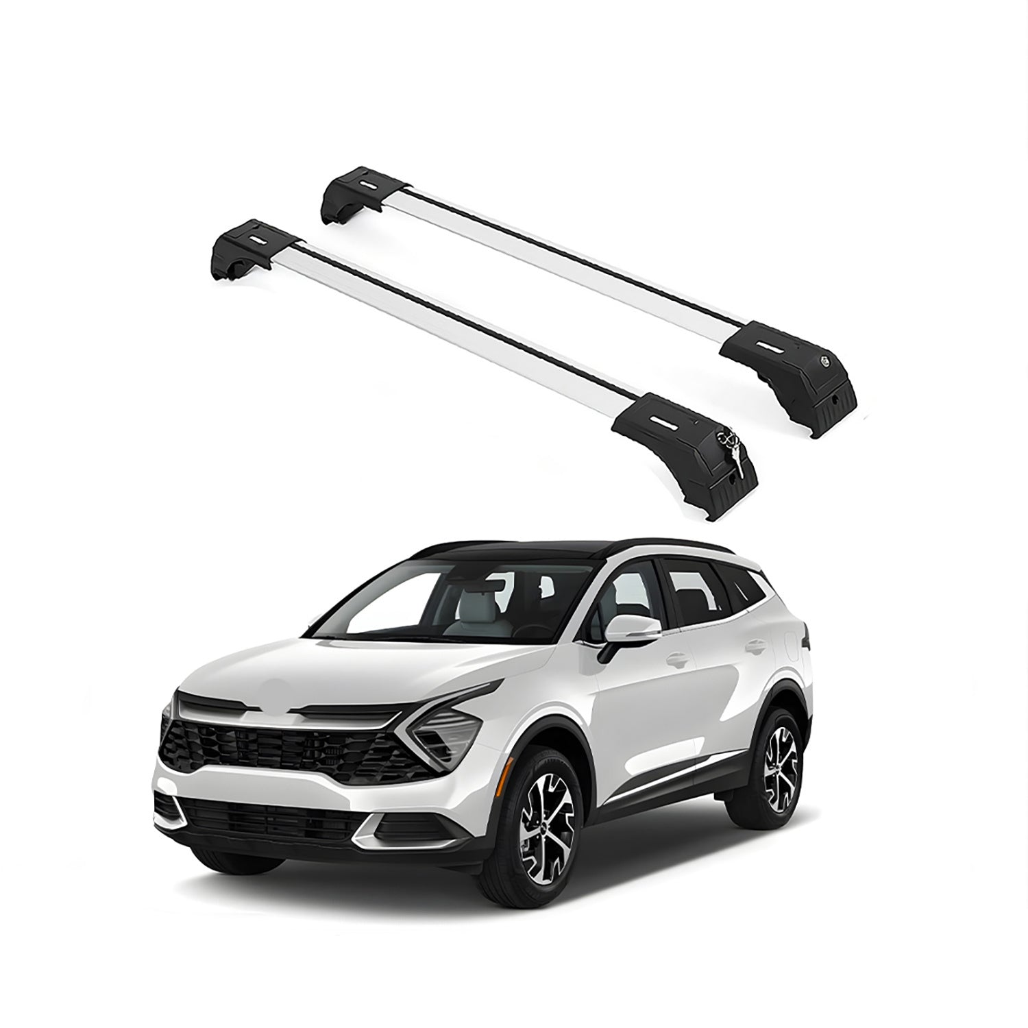 ERKUL Roof Rack Cross Bars Fits Kia Sportage 2023-2025 Aluminum Lockable Silver