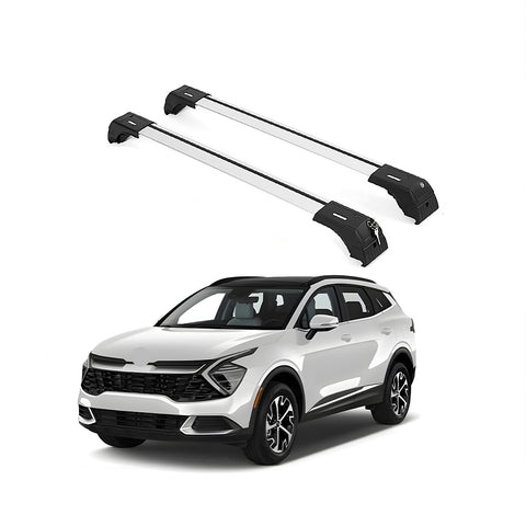 ERKUL Roof Rack Cross Bars for Kia Sportage 2023-2024 | Aluminum Crossbars with Anti Theft Lock for Rooftop | Compatible with Flush Rails - Silver